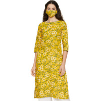 BIBA Women Cotton Printed Straight Mix and Match Kurta(Assorted16907_Mustard_34)