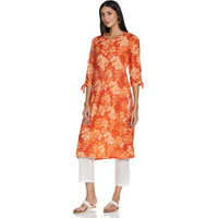 BIBA WOMEN PRINTED NARROW SALWAR KURTA DUPATTA(SKD7435E_BRICK_32)