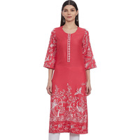 BIBA Rayon, Straight, Kurta Women's Printed Mix And Match(Mnmparsi Ga14294_Pink_34)
