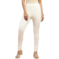 BIBA Women Cotton Blend Solid Churidar Off White