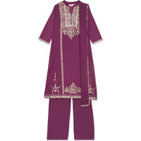 BIBA Women Cotton Straight Printed Suit Set (SKDSKD7028EAW21WNE_Red