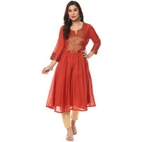 BIBA Women YARNDYED Mix and Match(RAJWADA18442_Burnt Orange_40)