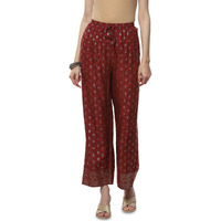 BIBA Women Rayon Printed Straight Palazzo(AJRAKH18608_Rust_2XL)