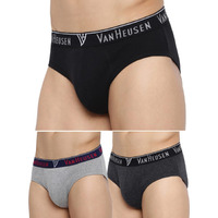 Van Heusen Men Briefs - 100% Combed Cotton - Pack Of 3 - Anti Bacterial, Colour Fresh, Moisture Wicking, Assorted