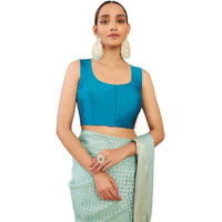 Soch Turquoise Blue Sleeveless Taffeta Blouse