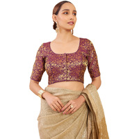 Soch Purple Art Silk Blouse with Woven Floral Designs