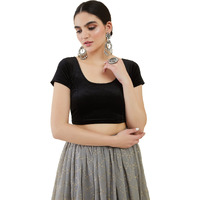 Soch Womens Black Velvet Princess Cut Solid Blouse