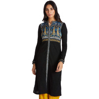 W for Woman Women's Wool Kurta (18NOW11570-210453_Black_S (8))