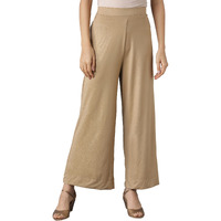 Aurelia Gold Solid Poly-Blend Palazzos Ethnic Bottomwear