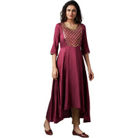 Aurelia Red Embroidered Regular Kurta with Zari