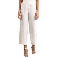 Aurelia White Solid Palazzo Pants for Women