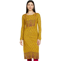 W for Woman Green Paisley Print Festive Winter Kurta_22NOW18338-119376P_S