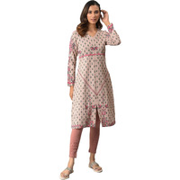 W for Woman Pink A-line Floral Printed Winter Kurta in V-Neck_22NOW18534-119381P_3XL