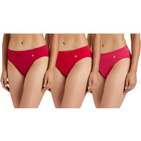 Van Heusen Women Bikini Panty - 100% Super Combed Cotton - Pack Of 3 - Anti Bacterial, No Marks Waistband, Moisture Wicking, Moderate Coverage, Multicolor, Large