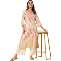 Rangmanch by Pantaloons Women's Viscose PST Regular Fit Kurta (110150718009_Dusty Pink