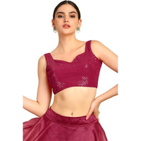 Soch Womens Fuchsia Sequinned Sweetheart Neck Georgette Padded Blouse