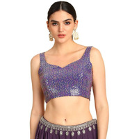 Soch Womens Indigo Sequinned Embellished Georgette Padded Blouse