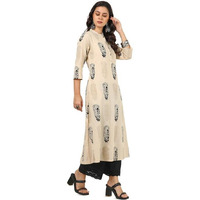 Soch Womens Beige Cotton Flex Botanical Print Kurta