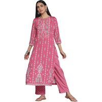 Libas Coral Printed Poly Crepe Straight Kurta With Trousers