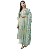 Libas Women's Silk Blend Kurta Set (35720_Green