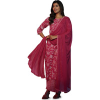 Libas Women's Pure Cotton Printed Kurta Set (36751O_Pink
