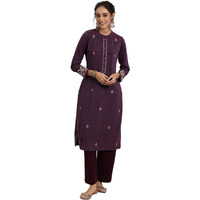 Libas Women's Wool Regular Kurta (58143W_Burgundy