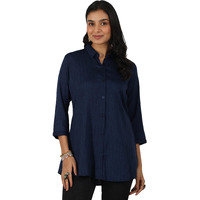 Libas Women's Self Design Straight Tunic Shirt (58200_Blue
