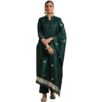 Libas Women's Silk Blend Kurta Set (39043_Green