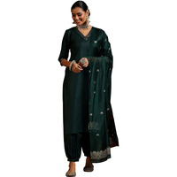 Libas Women's Silk Blend Kurta Set (39051_Green