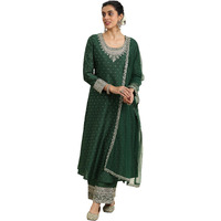 Libas Women's Chanderi Silk Kurta Set (49281_Green