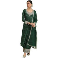 Libas Women's Chanderi Silk Kurta Set (49281_Green