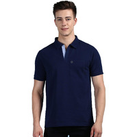 Lux Cozi Men's Half Sleeve Soild Casual T-Shirt with Chest Pocket_COZI_2122_INKBU_M_1PC Ink Blue