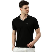 Lux Cozi Men's Half Sleeve Soild Casual T-Shirt with Chest Pocket_COZI_2122_BLK_M_1PC