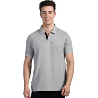 Lux Cozi Men's Half Sleeve Soild Casual T-Shirt with Chest Pocket_COZI_2122_GM_M_1PC Grey Melange