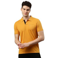 Lux Cozi Men's Half Sleeve Soild Casual T-Shirt with Chest Pocket_COZI_2122_MST_M_1PC Mustard