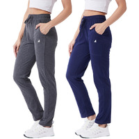Modeve  Women Cotton Blend Pack of 2 Track Pant for Summer || Women Lower || Women Pyjama || Lounge Pants_Grey and Navy_Medium