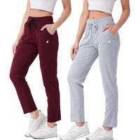 Modeve  Women Cotton Blend Pack of 2 Track Pant for Summer || Women Lower || Women Pyjama || Lounge Pants_Light Grey and Wine_XX-Large
