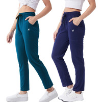 Modeve  Women Cotton Blend Pack of 2 Track Pant for Summer || Women Lower || Women Pyjama || Lounge Pants_Teal and Navy_X-Large