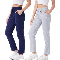 Modeve  Women Cotton Blend Pack of 2 Track Pant for Summer || Women Lower || Women Pyjama || Lounge Pants_Navy and Light Grey_XX-Large