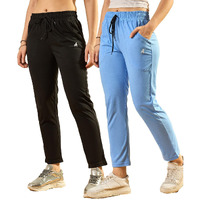 Modeve  Women Cotton Blend Pack of 2 Track Pant for Summer || Women Lower || Women Pyjama || Lounge Pants_Sky and Black_XX-Large