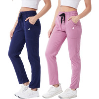 Modeve  Women Cotton Blend Pack of 2 Track Pant for Summer || Women Lower || Women Pyjama || Lounge Pants_Navy and Onion_Medium