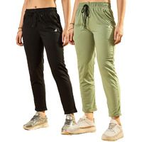 Modeve  Women Cotton Blend Pack of 2 Track Pant for Summer || Women Lower || Women Pyjama || Lounge Pants_ Pista and Black_XX-Large