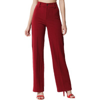 KOTTY Womens Solid Polyester Blend Cherry Maroon Trousers (Cherry Maroon,30)