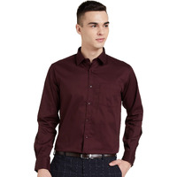 Amazon Brand - Symbol Men's Solid Cotton Formal Shirt | Plain | Full Sleeve - Regular Fit (Available in Plus Size) (Wine_38)
