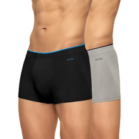 XYXX Men's Underwear Uno IntelliSoft Antimicrobial Micro Modal Trunk Pack of 2 (Black ; Heather Grey; S)