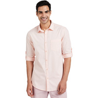 Amazon Brand - Symbol Men's Cotton Shirt | Casual | Plain | Full Sleeve | Summer - Regular Fit (Available in Plus Size) (Blush Pink_4XL)