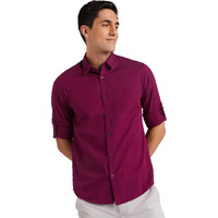 Amazon Brand - Symbol Men's Cotton Shirt | Casual | Plain | Full Sleeve | Summer - Regular Fit (Available in Plus Size) (Amaranth_3XL)