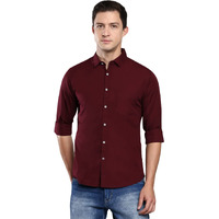 Dennis Lingo Men's Solid Burgundy Casual Shirt (AZ301_Burgundy_M)