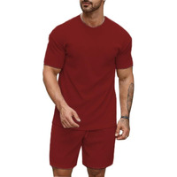 SMOWKLY Men's Pyjama Set || T-Shirt and Shorts Set for Men || Night Wear for Men || Night Suit for Men (1628_MRN_L) Maroon