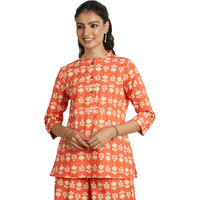 Amazon Brand - Myx Women's Cotton Regular Kurti (PAG 1 A/1_Kappa PHOOL (Peach)